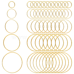 300Pcs 5 Styles Brass Linking Rings, Round, Golden, 10~30x0.7~1mm, 60pcs/color(KK-PH0011-45G)