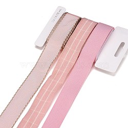 9 Yards 3 Styles Polyester Ribbon, for DIY Handmade Craft, Hair Bowknots and Gift Decoration, Light Pink Palette, Pink, 1~1-1/8 inch(25~28mm), about 3 yards/style(SRIB-A014-B06)