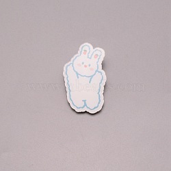 Rabbit with Strawberry Brooch Pin, Cute Animal Acrylic Lapel Pin for Backpack Clothes, White, 44x27x7mm(JEWB-TAC0002-62)