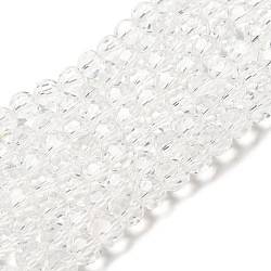 Transparent Glass Beads, Faceted(32 Facets), Round, Clear, 8mm, Hole: 1mm, about 72pcs/strand, 20.67 inch(52.5cm)(EGLA-A035-T8mm-D19)