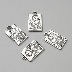 Tibetan Style Alloy Pendants, Antique Silver, Rectangle with Tarot Pattern, Antique Silver, 23x14x1.5mm, Hole: 1.8mm(FIND-WH0114-27B)