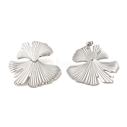 304 Stainlee Steel Studs Earring, Leaf, Stainless Steel Color, 48x46mm(EJEW-Z045-09P)