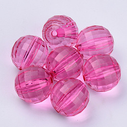 Transparent Acrylic Beads, Faceted, Round, Hot Pink, 8x8mm, Hole: 1.5mm, about 177pcs/50g(X-TACR-Q254-8mm-V08)