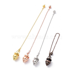 Rack Plating Brass Pointed Dowsing Pendulum Pendants, Cadmium Free & Lead Free, Cone, Mixed Color, 210x2.5mm, Hole: 1.6mm(KK-K335-01)