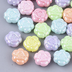 Opaque Acrylic Beads, AB Color Plated, Flower, Mixed Color, 10.5x10x5.5mm, Hole: 1.8mm, about 1612pcs/500g(MACR-S299-009)