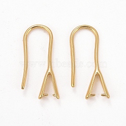 Rack Plating Eco-friendly Brass Earring Hooks, with Ice Pick Pinch Bails, Lead Free & Cadmium Free, Real 24K Gold Plated, 21x2.5mm, Pin: 0.5mm and 1mm(X-KK-D075-14G-RS)