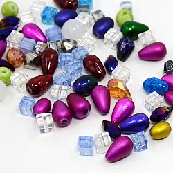 Mixed Glass Loose Beads, Mixed Color, 3~10.5x3~10.5x2~10.5mm, Hole: 1mm(GLAA-X0002)