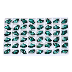 48Pcs Glass Rhinestone Cabochons, Nail Art Decoration Accessories, Faceted, Green, 14x9x5mm(MRMJ-N029-03-05)