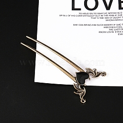 Heart Alloy Hair Sticks, Hair Accessories for Women & Girls, Antique Golden, 116x45mm(PW-WG1F9BA-01)