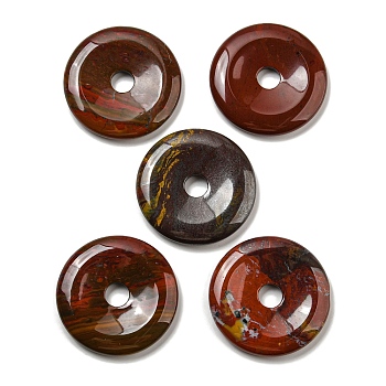 Natural Mookaite Pendants, Donut/Pi Disc Charms, 50x6.5~7.5mm, Hole: 10mm