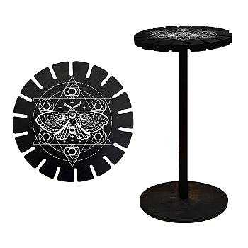 Wooden Wheel, Wooden Display Shelf, Black Holder Stand, Rustic Divination Pendulum Storage Rack, Witch Stuff, Magic Circle, Wheel: 120x8mm, 2pcs, Studdle: 288x12mm, 1pc