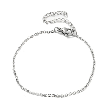 304 Stianless Steel Cable Chain Bracelet Making, with Extension Chain and Lobster Claw Clasps, Stainless Steel Color, 5-7/8 inch(15cm)