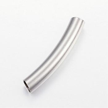 304 Stainless Steel Curved Tube Beads, Curved Tube Noodle Beads, Stainless Steel Color, 40x7mm, Hole: 6mm