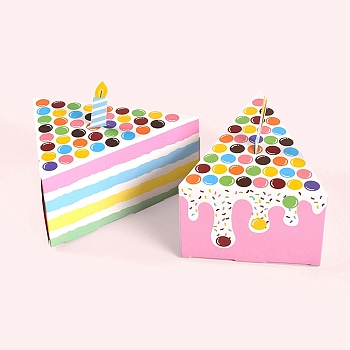 Trangle Cake Paper Candy Boxes, Gift Cookies Bags, for Birthday Party, Colorful, 14.5x11x7.5cm