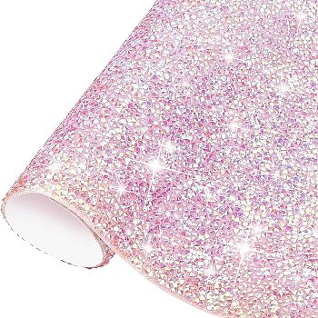 Glitter Resin Hotfix Rhinestone(Adhesive On The Back), Rhinestone Trimming, Costume Accessories, Rectangle, Pink, 39.5x23.5x0.3cm