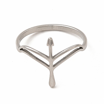 304 Stainless Steel Hollow Out Arrow Finger Ring for Women, Stainless Steel Color, Inner Diameter: 18mm