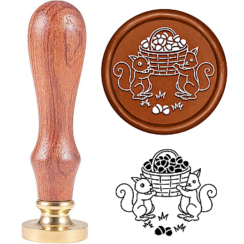 Brass Wax Seal Stamp with Handle, for DIY Scrapbooking, Squirrel Pattern, 3.5x1.18 inch(8.9x3cm)