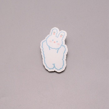 Rabbit with Strawberry Brooch Pin, Cute Animal Acrylic Lapel Pin for Backpack Clothes, White, 44x27x7mm