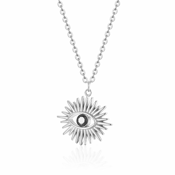 Eye Pattern Pendant Necklaces, Stainless Steel Cable Chain Necklaces for Women