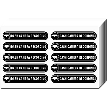 Mini PVC Coated Self Adhesive DASH CAMERA RECORDING Warning Stickers, Waterproof Caution Sign Safety Sign Decals, Word, 174x276mm, 8 sheets/set