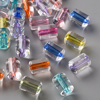 Transparent Acrylic Beads, Column, Mixed Color, 10x7.5mm, Hole: 1.8mm, about 950pcs/500g