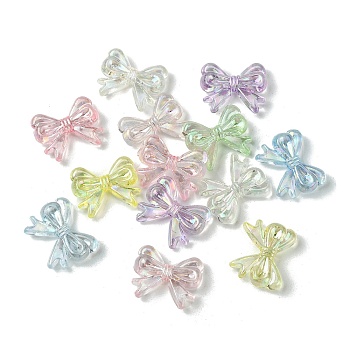 UV Plating Iridescent Transparent Acrylic Beads, Bowknot, 15x18.5x4.5mm, Hole: 2mm, 847pcs/500g