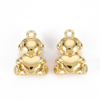 Rack Plating Alloy Pendants, Cadmium Free & Lead Free, Bear, Light Gold, 17.5x12x5mm, Hole: 1.6mm