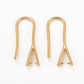 Rack Plating Eco-friendly Brass Earring Hooks, with Ice Pick Pinch Bails, Lead Free & Cadmium Free, Real 24K Gold Plated, 21x2.5mm, Pin: 0.5mm and 1mm