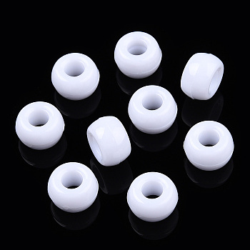 Opaque Plastic Beads, Barrel, White, 9x6mm, Hole: 3.8mm, about 1950pcs/500g