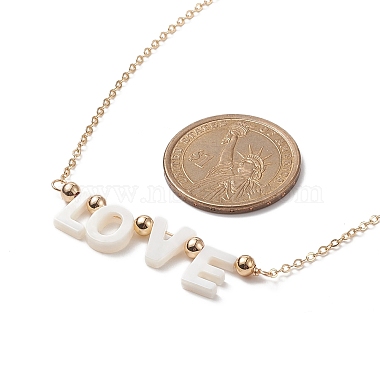 Ожерелье с кулоном из натуральной раковины и золотыми латунными цепочками на день матери(NJEW-JN04151-03)-5