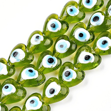 Yellow Green Evil Eye Lampwork Beads