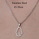 201 Stainless Steel Hamsa Hand Pendant Necklace(NJEW-OY001-39)-3