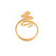 Chapado en iones (ip) 304 anillo de puño abierto de serpiente de acero inoxidable para mujer(RJEW-S405-160G)-2
