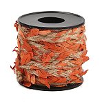 Braided Jute Cord, Polyester Cloth Leaf Trim Cord, with Spool, Coral, 6~25mm, about 10.94 Yards(10m)/Roll(EC-M002-01A)