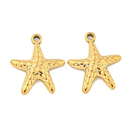 Ion Plating(IP) 304 Stainless Steel Pendants, Starfish Charm, Real 18K Gold Plated, 23x20x3mm, Hole: 2mm(STAS-P365-10G)