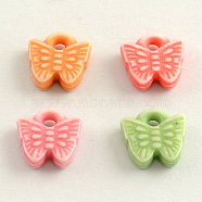 Craft Style Colorful Acrylic Charms, Butterfly, Mixed Color, 10.5x10x3mm, Hole: 2mm, about 2000pcs/500g(MACR-Q153-M010)
