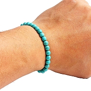 Natural Turquoise Beaded Stretch Bracelets for Men Women, Round, 5-7/8~6-1/4  inch(15~16cm)(PW-WG83054-07)