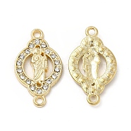 Religion Alloy Connector Charms with Crystal Rhinestone, Nickel, Oval Links with Saint, Golden, 24x14x2.5mm, Hole: 1.6mm(FIND-YW0003-47)