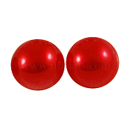 ABS Plastic Imitation Pearl Cabochons, Half Round, Red, 12x6mm(SACR-S738-12mm-Z1)