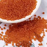 MIYUKI Round Rocailles Beads, Japanese Seed Beads, 8/0, (RR139) Transparent Tangerine, 3mm, Hole: 1mm, about 422~455pcs/10g(X-SEED-G008-RR0139)