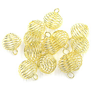 Iron Wire Pendants, Hollow, Round, Golden, 25x20mm, Hole: 2mm(IFIN-TAC0002-09C-G)