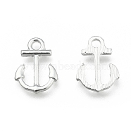 Anchor Brass Pendants, Silver Color Plated, 16x11.5x1.8mm, Hole: 2mm(ZIRC-F022-64S)