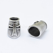 Brass Barrel Beads, with Cross, Long-Lasting Plated & Eco-Friendly, Cadmium Free & Nickel Free & Lead Free, Thailand Sterling Silver Plated, 17x12x13mm, Hole: 7mm(KK-P130-062AS-NR)