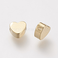 Brass Beads, Nickel Free, Real 18K Gold Plated, Heart, Real 18K Gold Plated, 6x3mm, Hole: 1mm(KK-T014-101G)