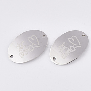 Valentine's Day Theme, 201 Stainless Steel Links connectors, Oval with Word Te Amo, Stainless Steel Color, 20x30x1mm, Hole: 1.8mm(STAS-T052-11P)