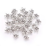 Tibetan Style Alloy Charms, Cadmium Free & Lead Free, Bee, Antique Silver, 10x11x2mm, Hole: 2mm(A-TIBEP-A123292-AS-LF)