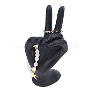 Resin Jewelry Display Hand Model, for Finger Ring & Necklace, Yeah Victory Sign Gesture, Black, 7.05x6.1x17cm(DJEW-WH0034-06)