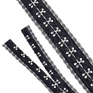 Steel Hook Buckles, with Cotton & Lace, Flat, Black, 56.5~60.5
mm, 3 yards/card(FIND-WH0082-91A)
