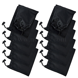 Oxford Cloth Drawstring Pouches with Cord, Rectangle, Black, 20x14.5x0.05~0.4cm(ABAG-WH0039-63B)