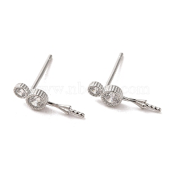 925 Sterling Silver Stud with Cubic Zirconia Earrings Findings, Number 8, Platinum, 13.5x3.5mm, Pin: 11x0.7mm(STER-Z007-06P)